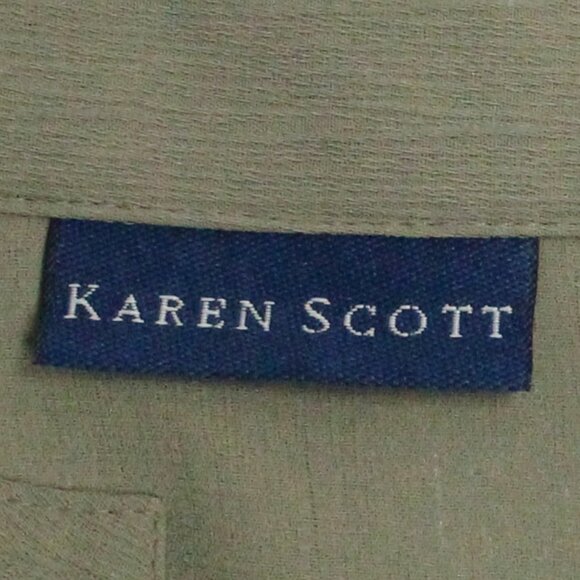 Karen Scott Women's XL Green Button Down Tunic Top & Decorative Trim - Picture 3 of 11